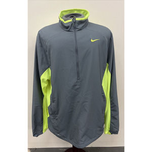 Nike Windbreaker Jacket Mens XL Pullover 1/2 Zip Gray Neon Yellow w/Logo Charity